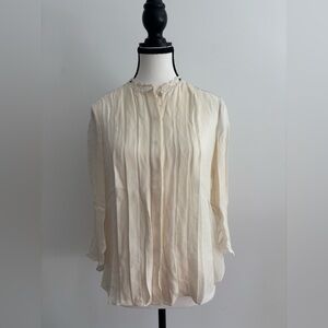 Elie Tahari Ivory Silk Blouse with Lace Detail